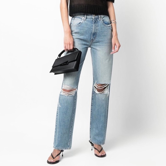 SLVRLAKE High Rise Straight Leg Jeans London Distressed Size 30 - Picture 1 of 10